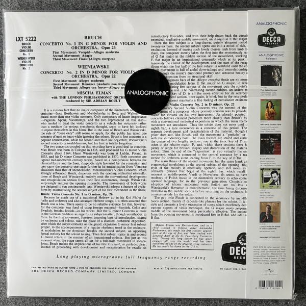 CONCERTO NO. 1 IN G MINOR FOR VIOLIN AND ORCHESTRA, OPUS 26 / CONCERTO NO. 2 IN D MINOR FOR VIOLIN AND ORCHESTRA, OPUS 22 