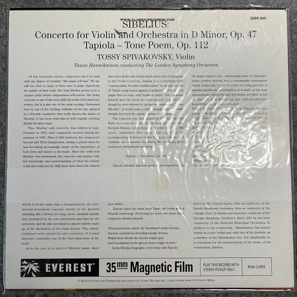 SIBELIUS - CONCERTO IN D MINOR, OP.47 FOR VIOLIN AND ORCHESTRA 