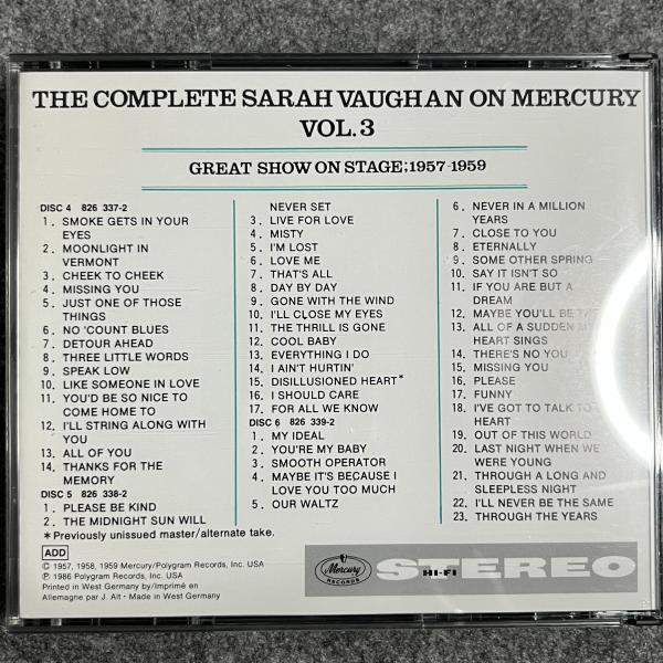 THE COMPLETE SARAH VAUGHAN ON MERCURY VOL. 3 