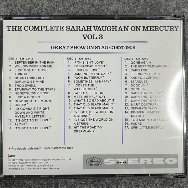 THE COMPLETE SARAH VAUGHAN ON MERCURY VOL. 3 